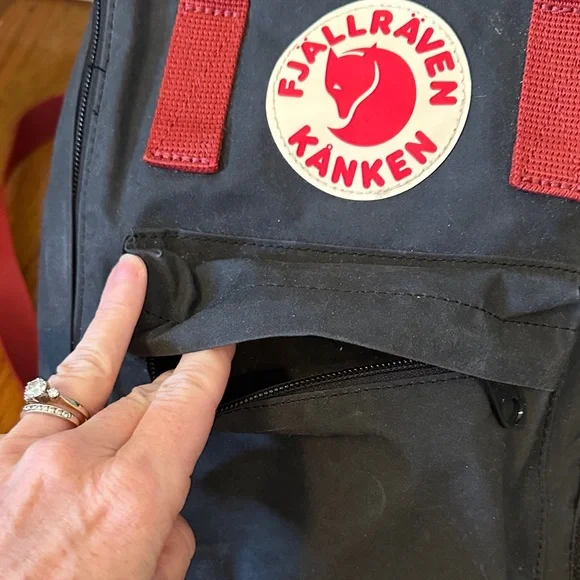 Fjallraven Kånken Dark Gray and Red Mini Backpack - Picture 5 of 12